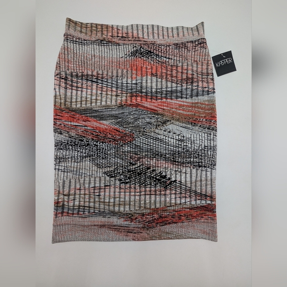 NWT Kasper Abstract Multi-Lined Print Pencil Skirt Sz L Back Zip - Picture 3 of 17